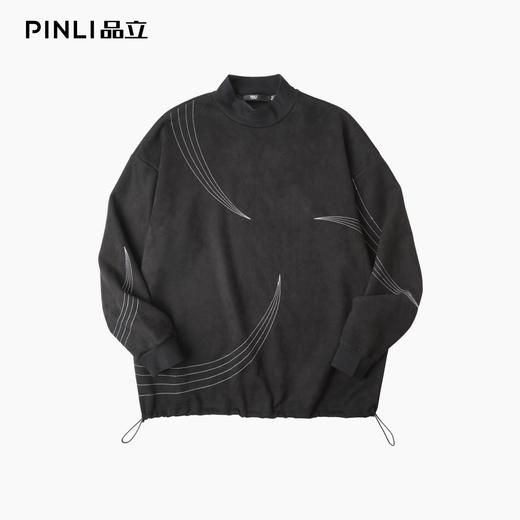 PINLI品立2025秋季新款半高领套头卫衣男嵌线设计宽松休闲上衣潮B253109012 商品图3