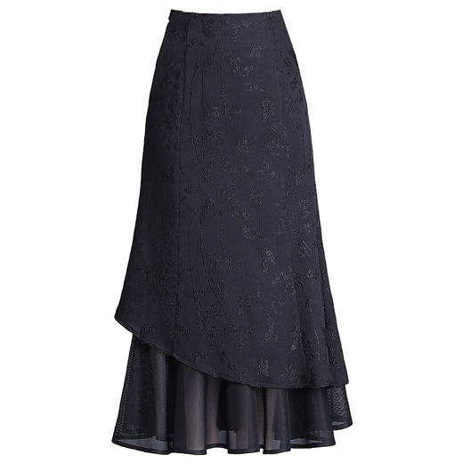 ZLy_99392025年秋季新款时尚高腰包臀裙长裙网纱提花鱼尾裙显瘦黑色半身裙 商品图4