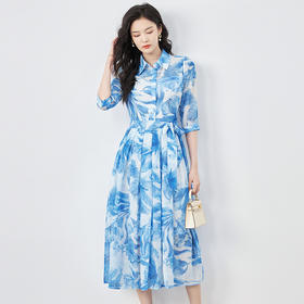 「高货wl」全新升级【铂金会员358/天猫479/差价121】(14905)洛诗琳法式气质女人味连衣裙2025早秋雪纺印花连衣裙女