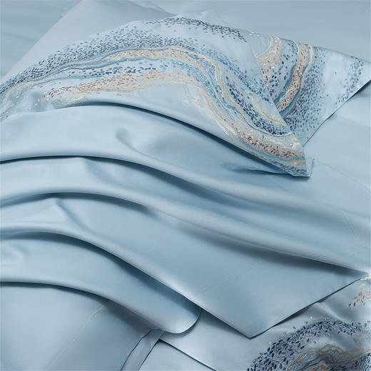 自然醒100支长绒棉高奢系列四件套新疆棉全棉纯棉刺绣被套床单高端床上用品GDS 商品图7