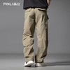 PINLI品立春季新款设计感褶皱直筒工装裤男士户外休闲长裤潮GD253117019 商品缩略图3