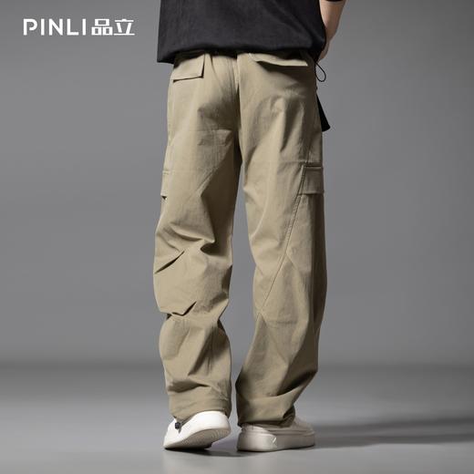 PINLI品立春季新款设计感褶皱直筒工装裤男士户外休闲长裤潮GD253117019 商品图3