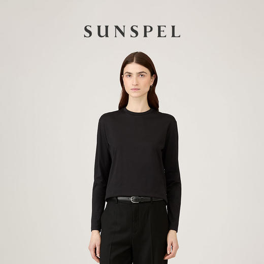 SUNSPEL女士经典款Supima匹马棉Boy Fit宽松长袖经典T恤Midweight 商品图4