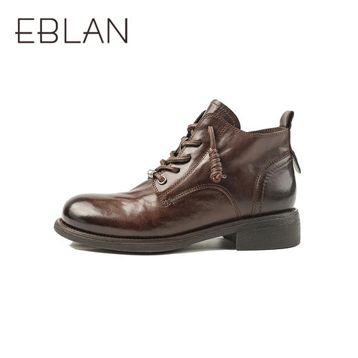 伊伴冬季牛皮马丁靴复古帅气感女鞋B25500601 商品图1