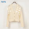 NUTS商场同款春秋季杏色甜美气质V领开衫毛织短外套女333052196 商品缩略图0