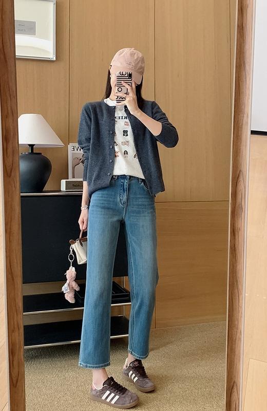 土耳其春秋新款直筒烟管裤四面弹磨砂石洗牛仔裤 商品图6