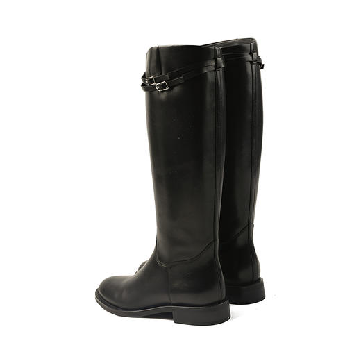 伊伴头层小牛皮材质高级百搭骑士靴经典耐看女鞋B25586312 商品图5