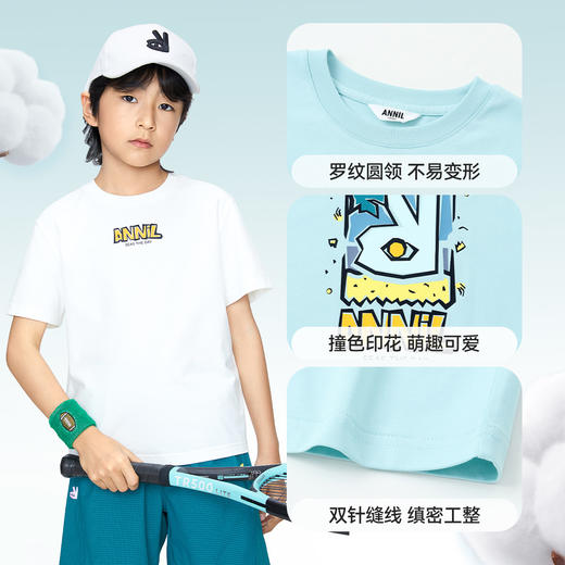 男童凉感透气圆领短袖上衣夏季新款安奈儿童装实体店同款AB421755 商品图4