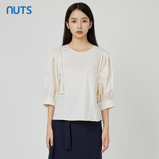 NUTS商场同款夏款时尚圆领气质宽松中袖套头衫女231012190B 商品图1