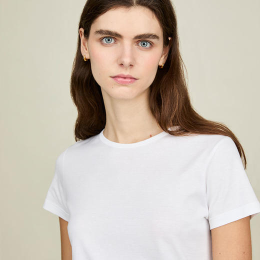 SUNSPEL女士经典款Supima匹马棉圆领T恤春夏舒适简约休闲透气 商品图1