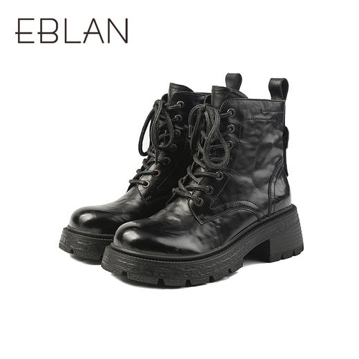伊伴冬季独特手抓花鞋面潮酷马丁靴女鞋B25580155 商品图4