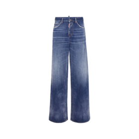 DSQUARED2 女士徽标标签中号休闲牛仔裤 蓝色 S72LB0805 S30309 470