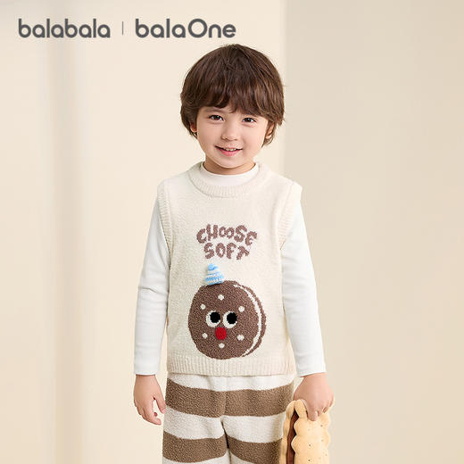 巴拉巴拉balaOne童装儿童马甲2025冬季新款半边绒内搭保暖小背心 商品图0