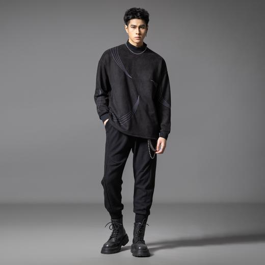PINLI品立2025秋季新款半高领套头卫衣男嵌线设计宽松休闲上衣潮B253109012 商品图4