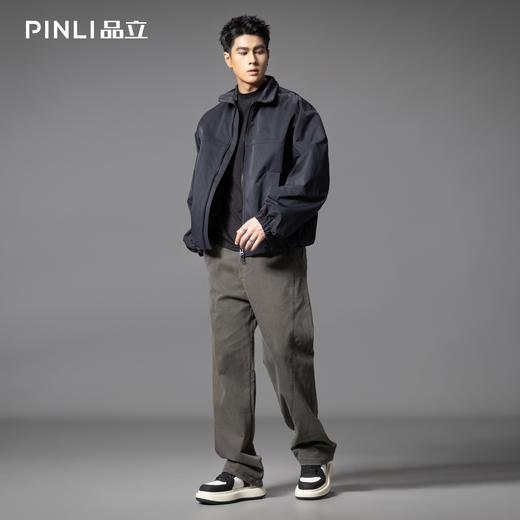 PINLI品立2025秋季新款宽松直筒休闲长裤男士纯色百搭潮流弯刀裤GD253117010 商品图1