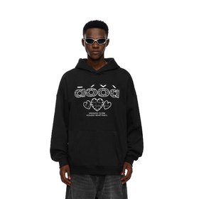 【积分超值购】FDR官方店 小香风贴布爱心绣花连帽卫衣男女秋季宽松情侣帽衫上衣