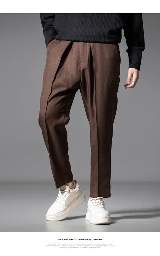 PINLI品立春季新款通勤暗纹捏褶休闲裤男士潮牌百搭简约长裤B253117034 商品图9
