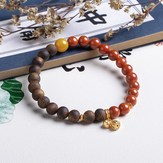 xy0524沉香+蜜蜡南红半山半水手串 商品图3