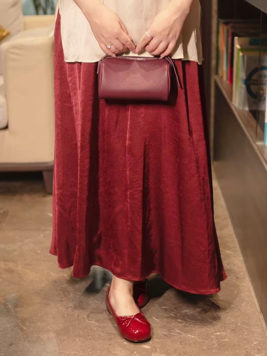 大码女鞋💥36-43码！【加宽加肥  酒红色平底单鞋】法式小香风真皮单鞋，鞋面羊漆皮，内里猪皮，鞋垫羊皮，鞋底牛筋底，方圆头，跟高一厘米，15天左右发货！ 商品图12