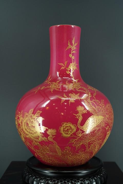 胭脂水描金花鸟天球 商品图0