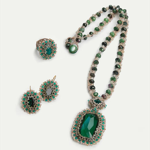 北京仓｜Lorina Balteanu-ECATERINA-祖母绿色 椭圆形 耳环［法国设计师］ 商品图4