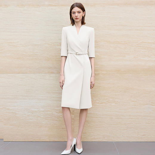 IWY/气质米白色西装连衣裙女夏季薄款七分袖医美接待工作服正装Q1365 商品图0