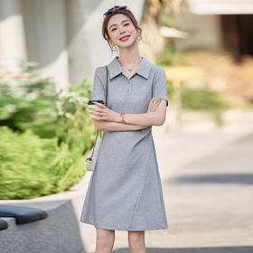 休闲学院风学生POLO领连衣裙，小个子显瘦收腰衬衫裙HR-WJ5831