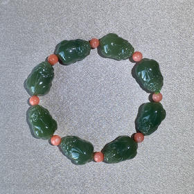 和田玉（青玉-湖水）貔貅手串/18*12*9mm/8颗/15#