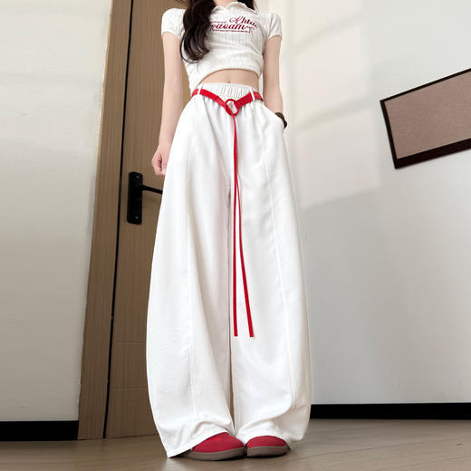 MUYANHUAN 美式气球弯刀裤 高腰垂感休闲宽松百搭阔腿裤 超柔软面料，舒适透气，弯刀版型遮胯显瘦显高 商品图2