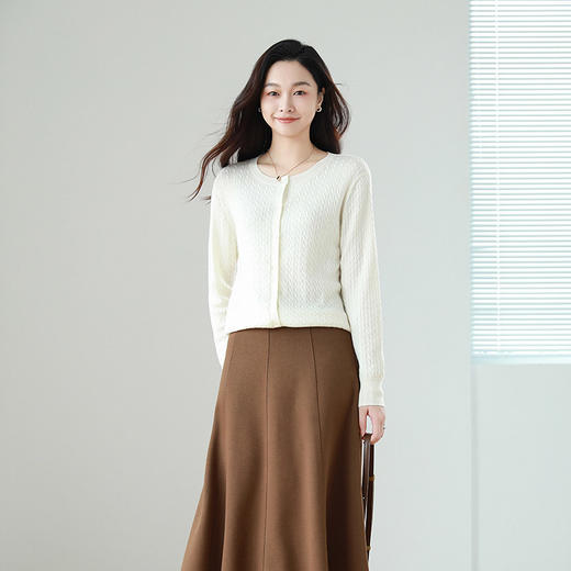 火桐hooton 周末系列 绞花美丽诺绵羊毛开衫YT218 商品图5