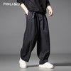 PINLI品立春夏新款宽松直筒休闲长裤男士纯色百搭潮流弯刀裤GD253117013 商品缩略图0