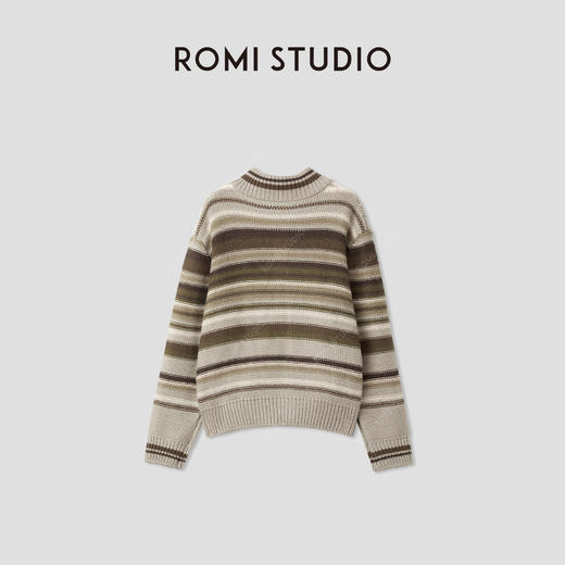 ROMI STUDIO“秋日氛围 ”羊毛混纺复古色纹宽松毛织外套RWCAS65338  商品图1