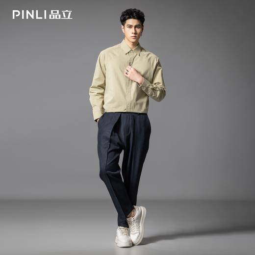 PINLI品立2025秋季新款男士尖领长袖衬衫辑明线百搭商务休闲衬衣GD253113001 商品图10