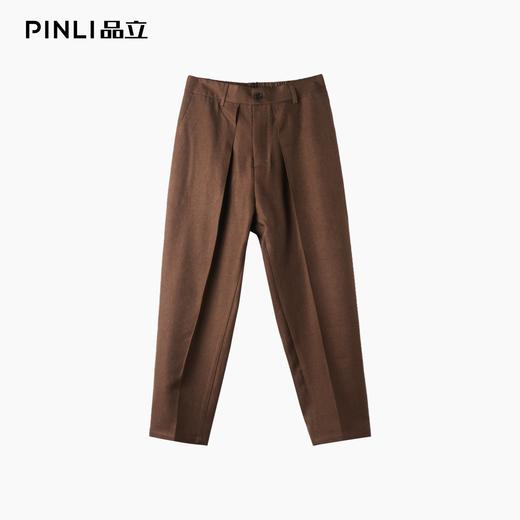 PINLI品立春季新款通勤暗纹捏褶休闲裤男士潮牌百搭简约长裤B253117034 商品图5