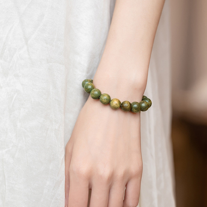 Andralyn沉水级老绿檀手串，只取树芯料，高密度高油脂A+级沉水级，独特的木质香味，寓意美好、和田玉款/素圈款可选