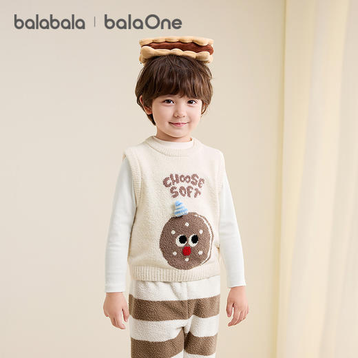 巴拉巴拉balaOne童装儿童马甲2025冬季新款半边绒内搭保暖小背心 商品图1