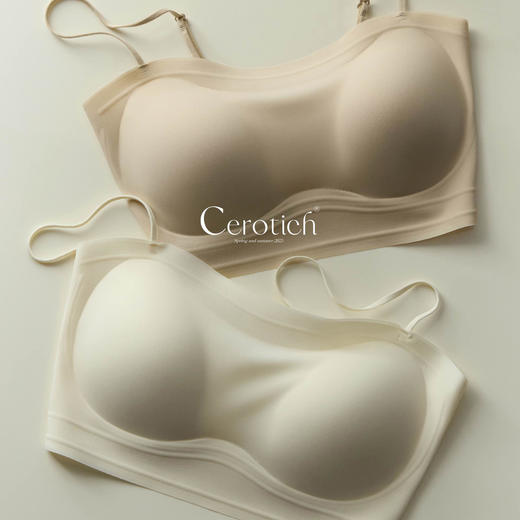 Cerotich小冰杯一字款超薄无尺码抹胸内衣女无钢圈果冻软支撑文胸 商品图0