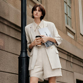 【商场同款】麦檬七分袖亚麻浅色百搭无里西装5F4113081