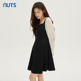 NUTS商场同款春秋季撞色拼接甜美气质高腰短款牛仔连衣裙331101097