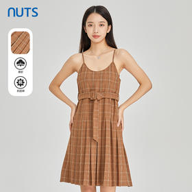 NUTS商场同款春秋季设计感小众气质高腰格子吊带连衣裙313104087B