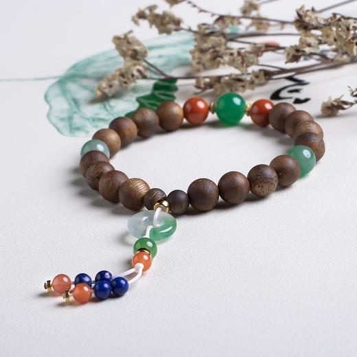 xy0528沉香+南红非洲翠手持手串 商品图2