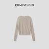 ROMI STUDIO 100%欧洲进口亚麻V领褶皱轻薄长袖针织衫 RWCRSZ3344 商品缩略图1