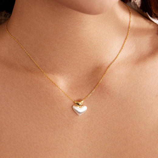 Manreya玛芮雅心芒通体s925纯银拉丝爱心吊坠项链女锁骨链耳环耳饰 商品图2