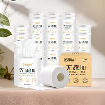 幸福阳光卷纸 无添加系列 4层180克*27卷 有芯加厚卷筒卫生纸 /家庭清洁/纸品 /清洁纸品 /卷纸 商品图2