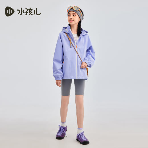 水孩儿童装女童外套2025秋季新品三防薄风衣中大童防风连帽拉链衫 商品图3