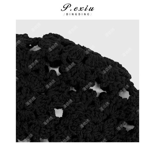 04-7潘依绣丁丁宠粉【奶奶帽】手工钩花镂空花花包头针织帽 CF2505 商品图2