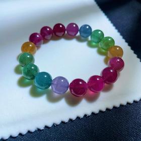11.8mm单圈荧光彩虹碧玺手串