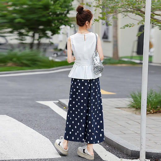 小香风气质女神范显瘦，御姐职业无袖波点阔腿裤两件套HR-YWY9006 商品图2