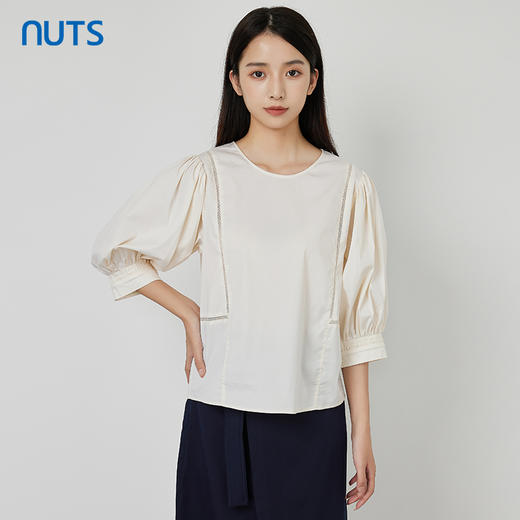 NUTS商场同款夏款时尚圆领气质宽松中袖套头衫女231012190B 商品图3