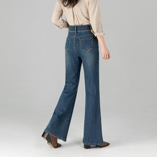 「自」全新升级【铂金会员183/天猫249/差价66】(10625)洛诗琳新款微喇牛仔裤2025秋季高腰显瘦复古马蹄长裤女 商品图3